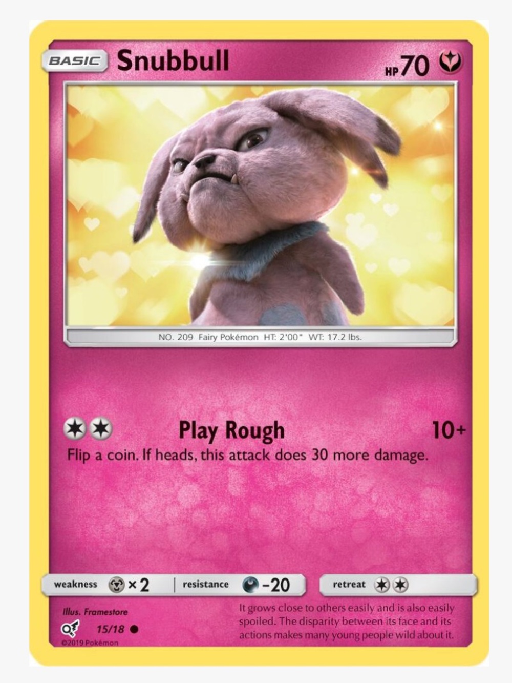 Snubbull Detective Pikachu Pokemon Trading Card